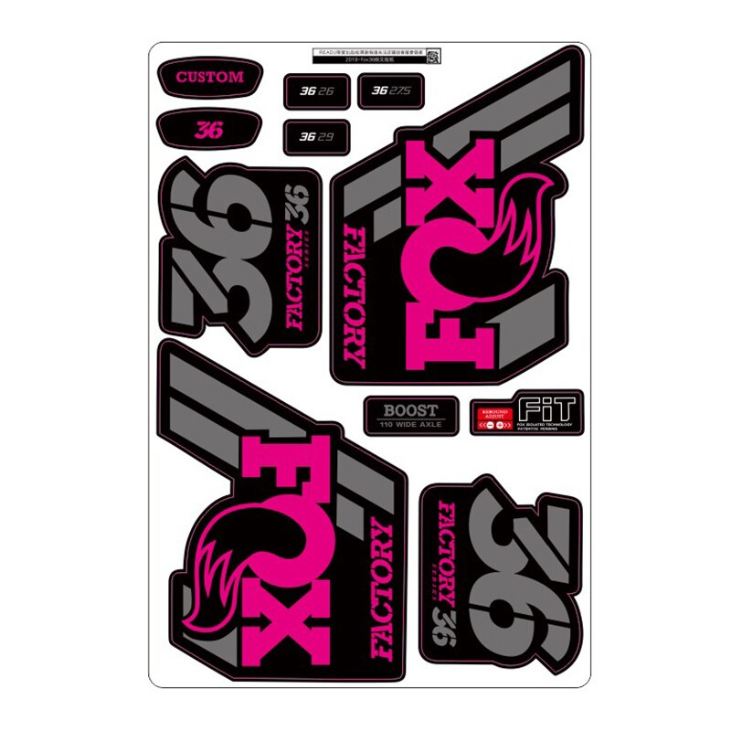 Fox float factory-36 pegatinas de horquilla para bicicleta de montaña, calcomanías para horquilla delantera,: Magenta grey