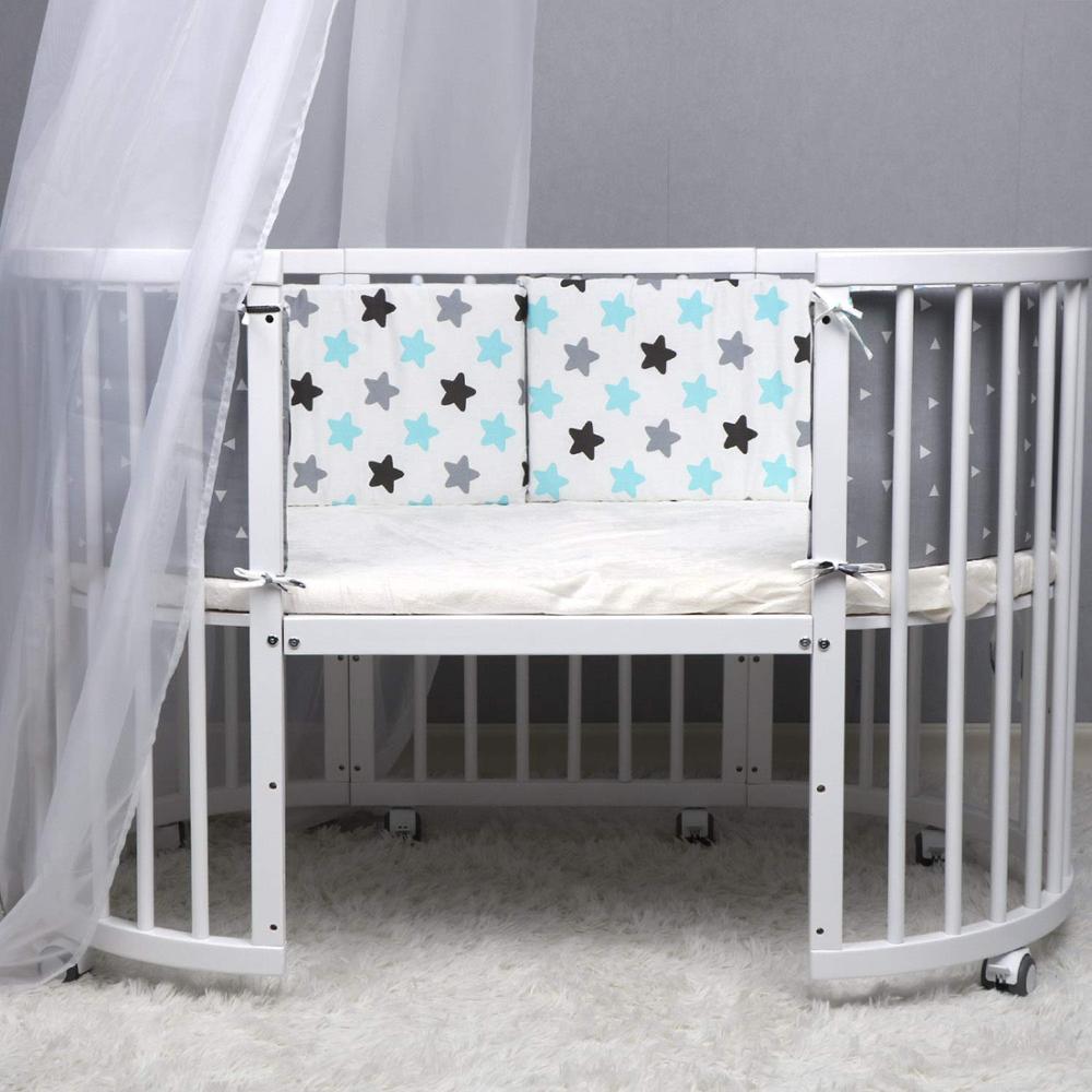 Baby Nursery Nordic Stars Baby Bed Thicken Bumper One-piece Crib Around Cushion Cot Protector Pillows Newborns Room Decor