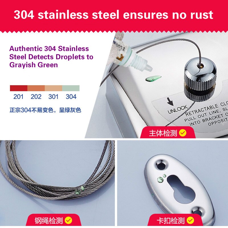 Antiskid Clothesline Simple Clothesline 304 Stainless Steel Retractable Wire Clothesline