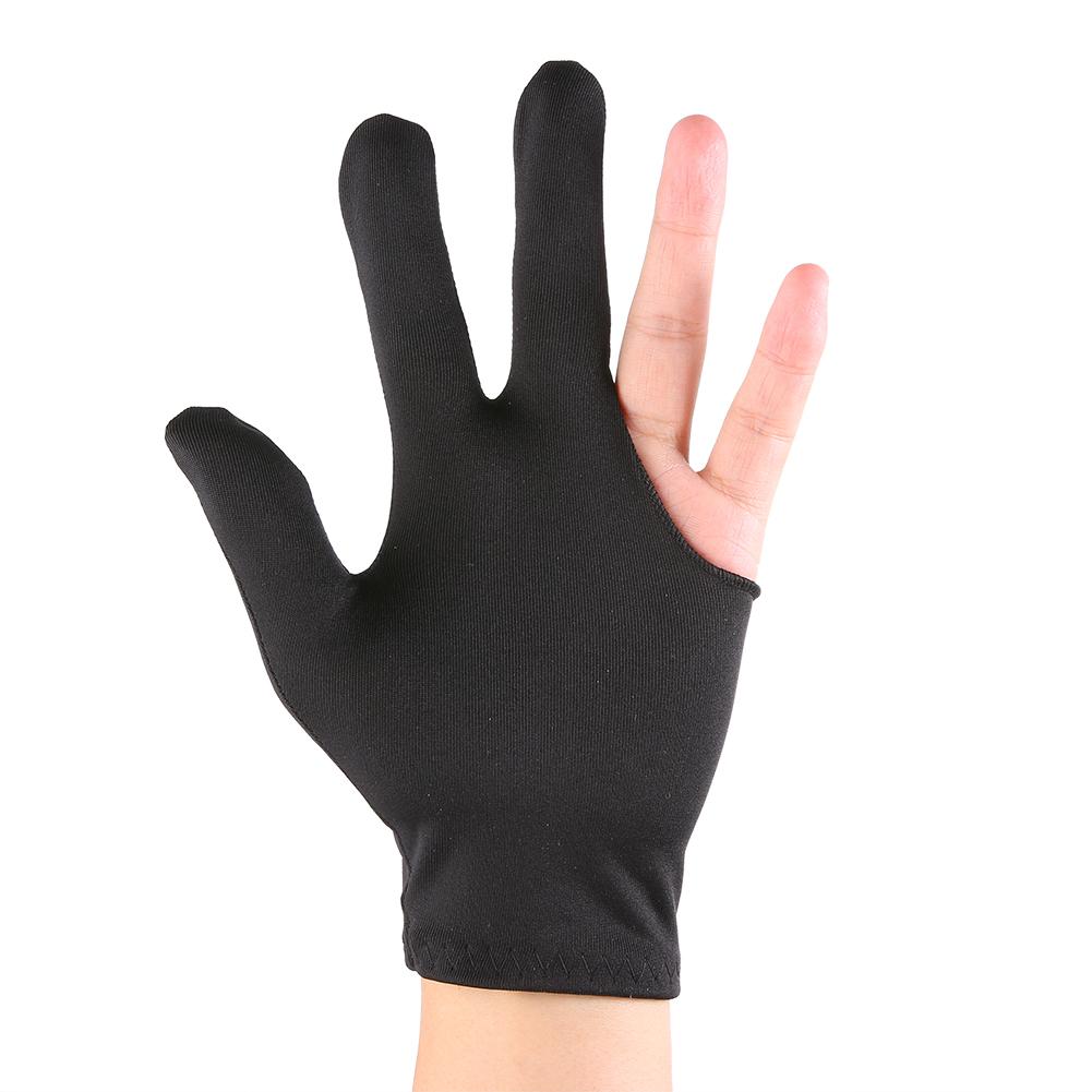 Guantes elásticos de taco de billar inglés, Tres dedos abierta para mano izquierda, telas de Lycra, bordado, accesorio de billar