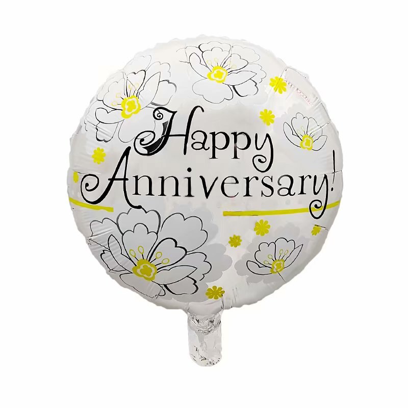 10pcs 18inch Round Happy Anniversary Foil Helium Balloons for Birthday Party Wedding Decoration Supplies Inflatable Air Globos: B