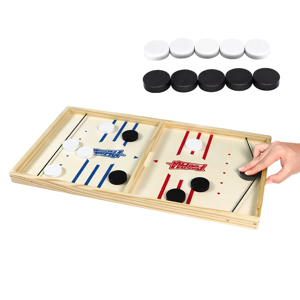 Fast Sling Puck Game Wooden Sling Hockey Board Game for Adults and Kids: 54x29.5x2.5cm