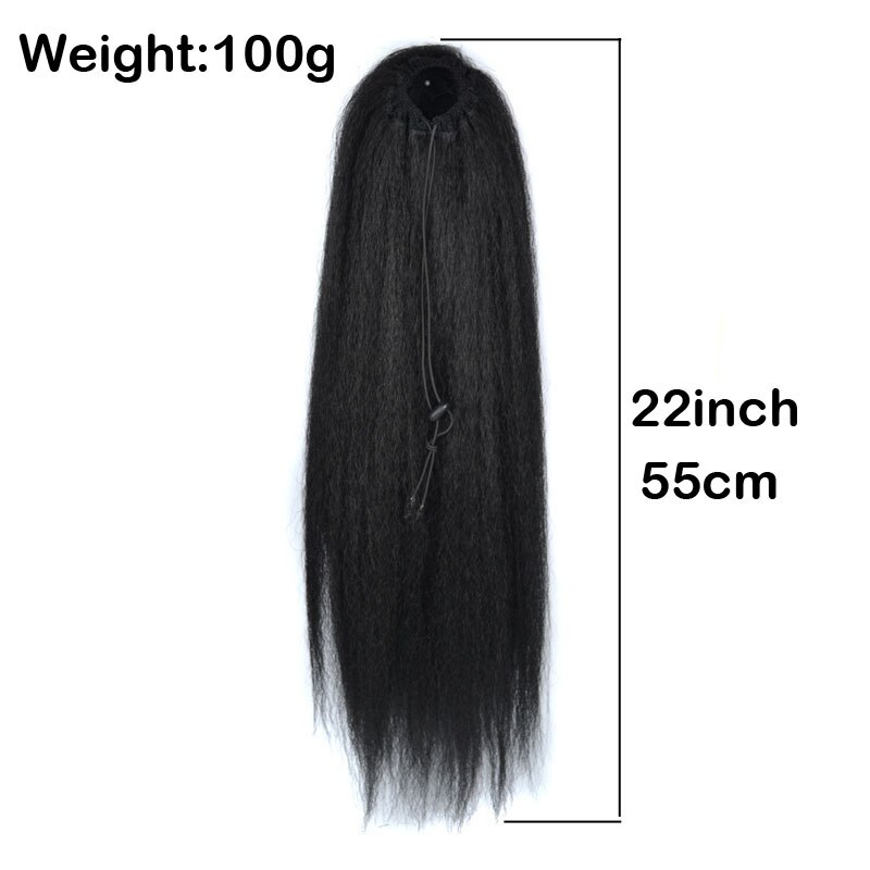 jeedou Yaki Straight Hair Ponytail Drawstring Updos Ponytails Black Brown Synthetic Hair Extensions Fluffy Haipieces