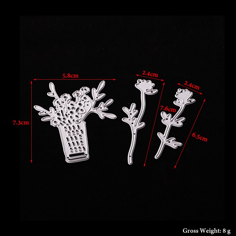 ABOOM 3PCS Romantic Vase Flowers Metal Crafts Paper Die Cutting Dies For Scrapbooking DIY Wedding Halloween Handmade Card Mold