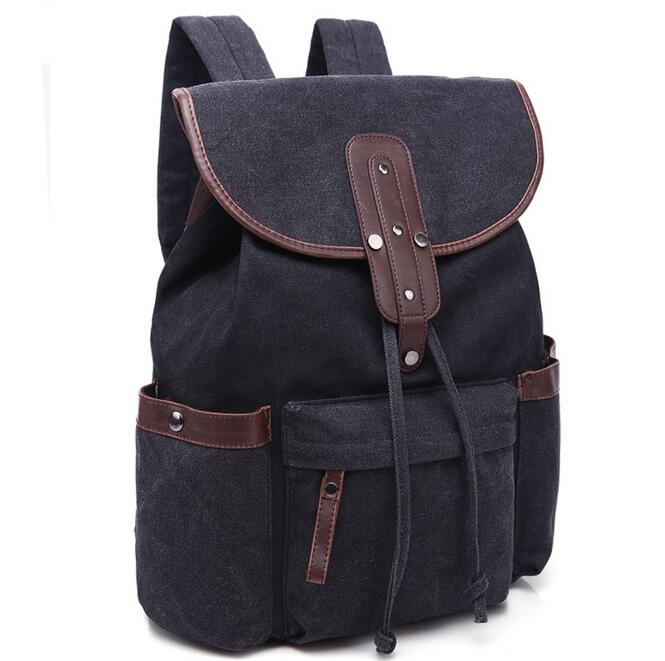 070717 men backpack canvas school student shoulder bag