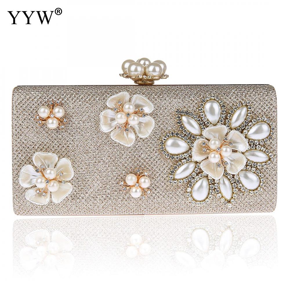 Mode Vrouwen Koppeling Zakken Met Strass Parel Trendy Wedding Bolsa Feminina Zinklegering Bloemen Mini Dag Koppelingen Luxe Tassen