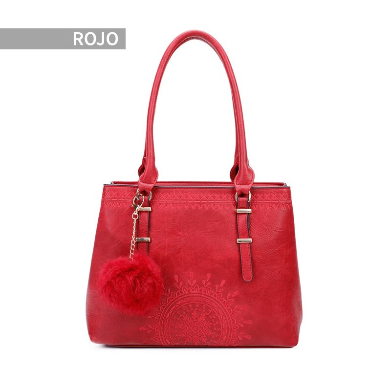 Giovanna Milano Bolso mediano de hombro con cremallera y bordados bohemian para chicas Bolsos de mano dibujo totem embossing atrapasueños vintage bolsillo compartimiento escolar viaje oficina casual mujer T10861: Rojo