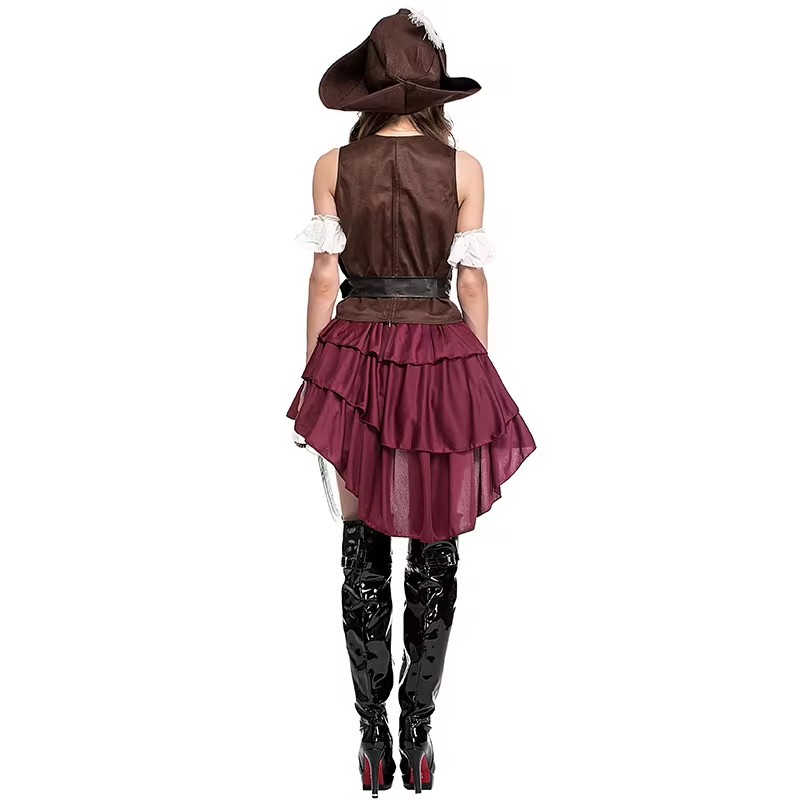 Costume da pirata di Halloween per adulti, costume da donna, spettacolo teatrale, capitano Jack, gioco di ruolo