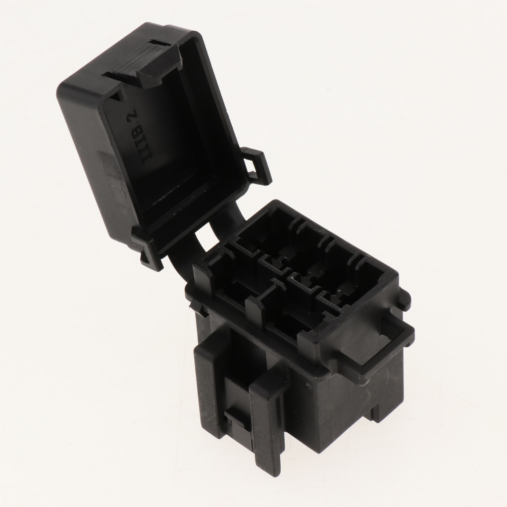 Universal 4 Way Blade Fuse Holder Box with Spade Terminals and Fuse Relay for Truck, RV, Boat, Trailer
