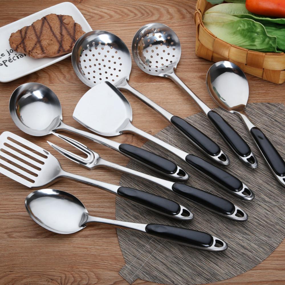 Multi Function Stainless Steel Soup Spoon Colander Long Handle Spatula Kitchen Cooking Strainer Tools