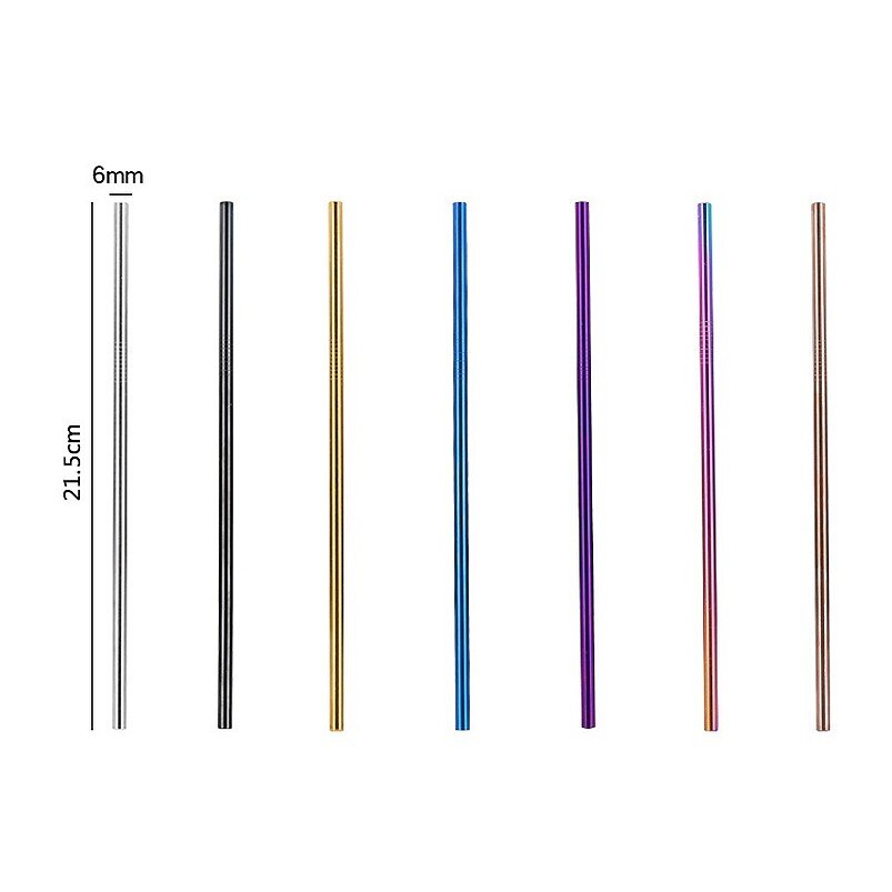 Reusable Metal Drinking Straw 304 Stainless Steel Colorful Straws Bent Straw Set With Cleaner Brush Bar Party Accessory
