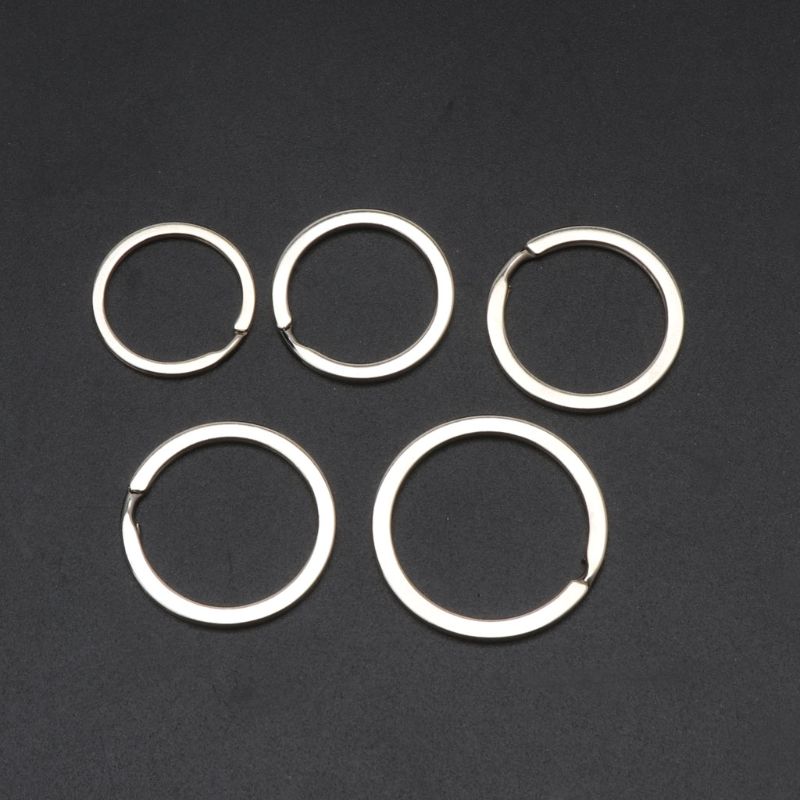 100 st metall rund platt nyckelring runda delade nyckelringar kedja 25mm 28mm 30mm 35mm
