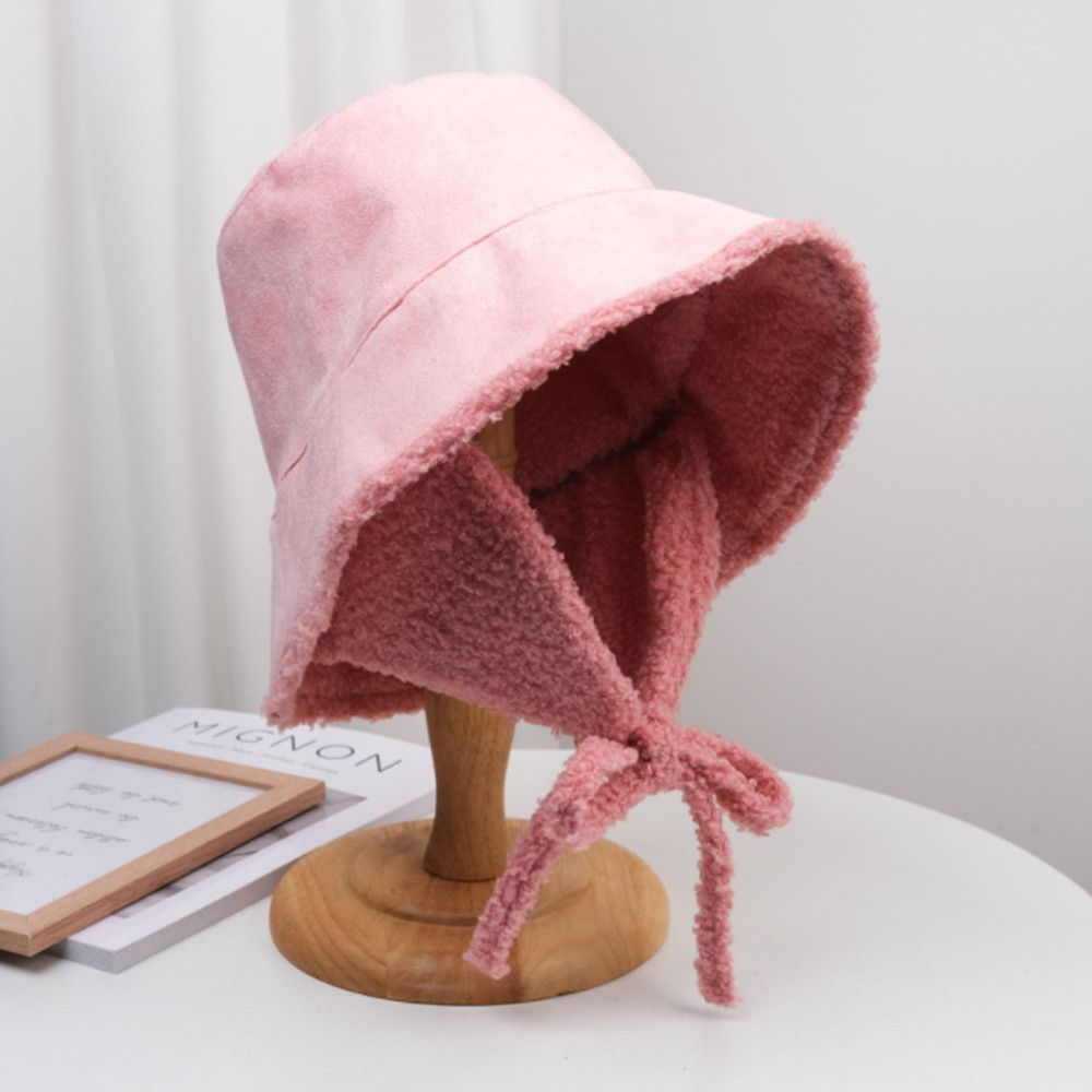 Lam Bont Emmer Hoed Winter Pluche Warme Oor Bescherming Visser Cap Soft Panama Muts Met Oorbeschermers Outdoor Zonnebrandcrème Zon Cap: pink