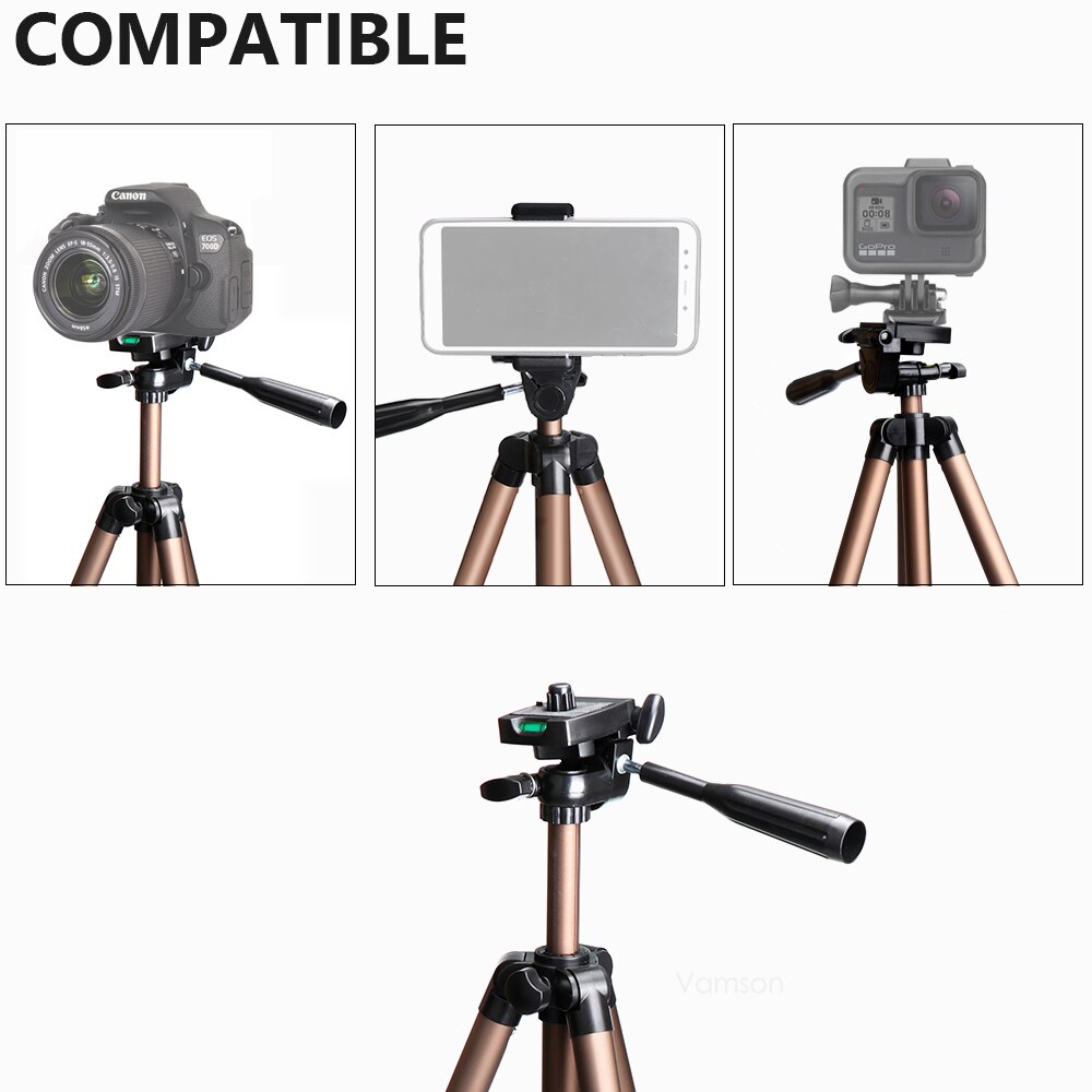 for Camera Tripod Travel Monopod Adjustable Stand with Phone Holder for Gopro hero 8 Black 7 6 for Camcorder Video Vlog