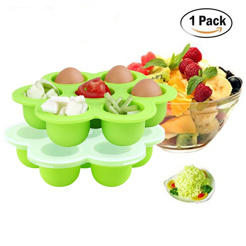 Baby Food Supplement Food Freezer Box Silicone Tray 7 Grid With Clip - On Lid Perfect Storage Container Kids Food Plate