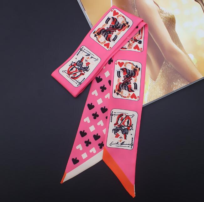 Spillekort udskrive smal tørklæde silke choker dame pandebånd taske hårbånd bånd tørklæder detail