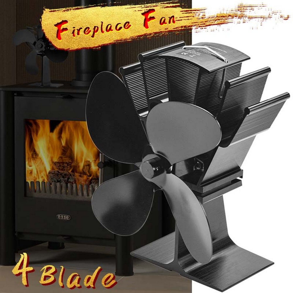 Ecofan-ventilador para hogar de 4 aspas, estufa de calor con ventilador, registro de quemador de madera, silencioso, para el hogar, distribución eficiente del calor