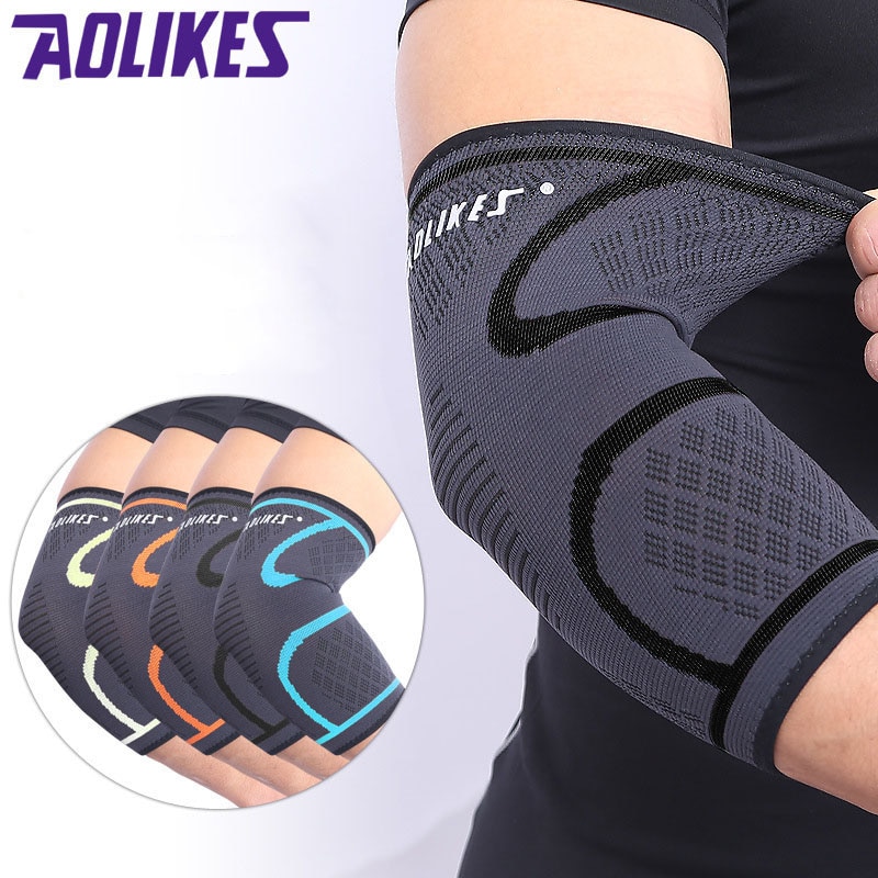 Aolikes 1 stuks elleboogondersteuning elastische gym sport elleboogbeschermende pad absorbeert zweet sport basketbal arm mouw elleboogbrace