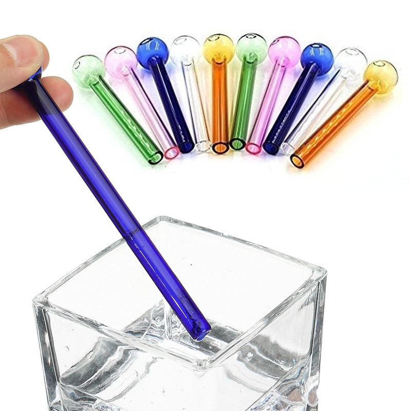 Handmade Colorful Round Glass Straw Round Create Head Wedding Party Straws ECO-friendly Household Glass Straight Pipet Tubularis