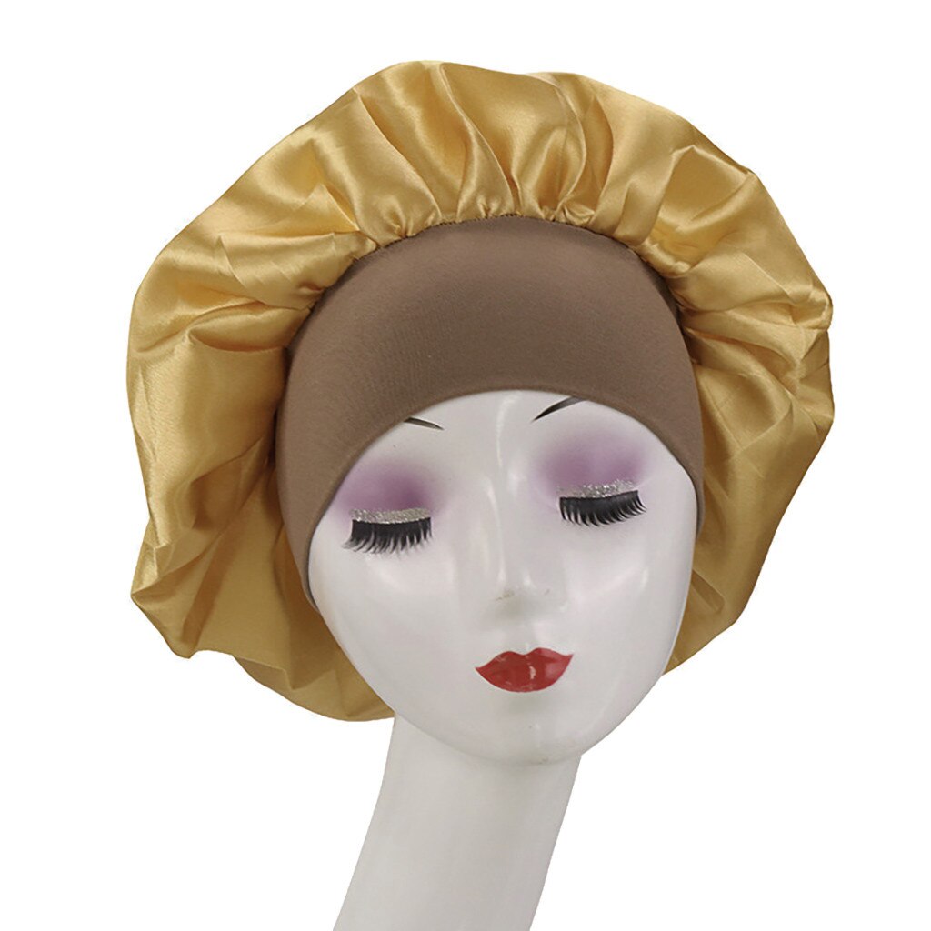 Chapeau de nuit en satin pour homme et femme, charlotte pour dormir, matière solide, unisexe: GD