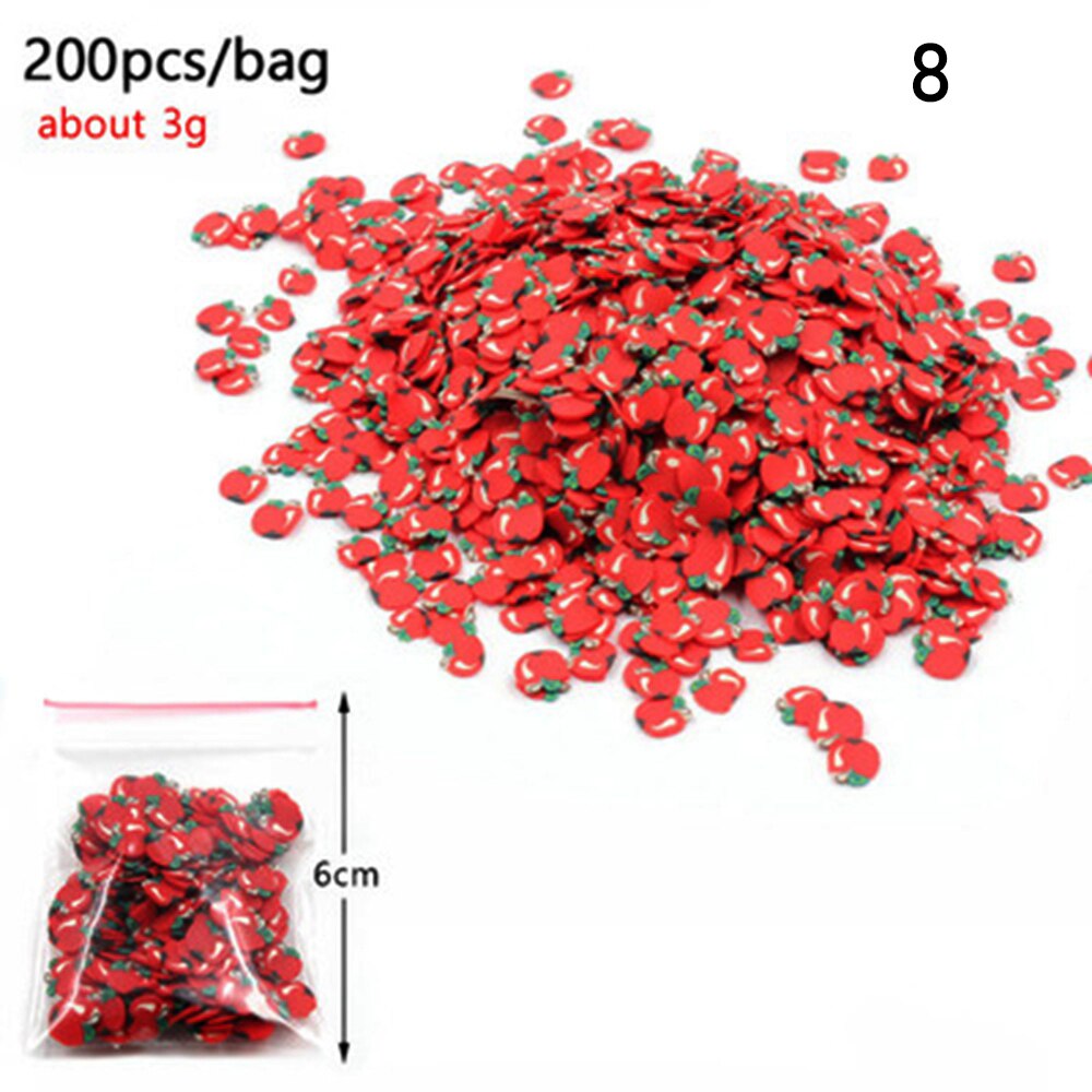 200pcs Frutta Bead Pendenti e Ciondoli per Slime Accessori Birichino Decorazione FAI DA TE Aggiunta in Melma Clound Sabbia Giocattolo di Riempimento Scintillio Chiaro set: 08