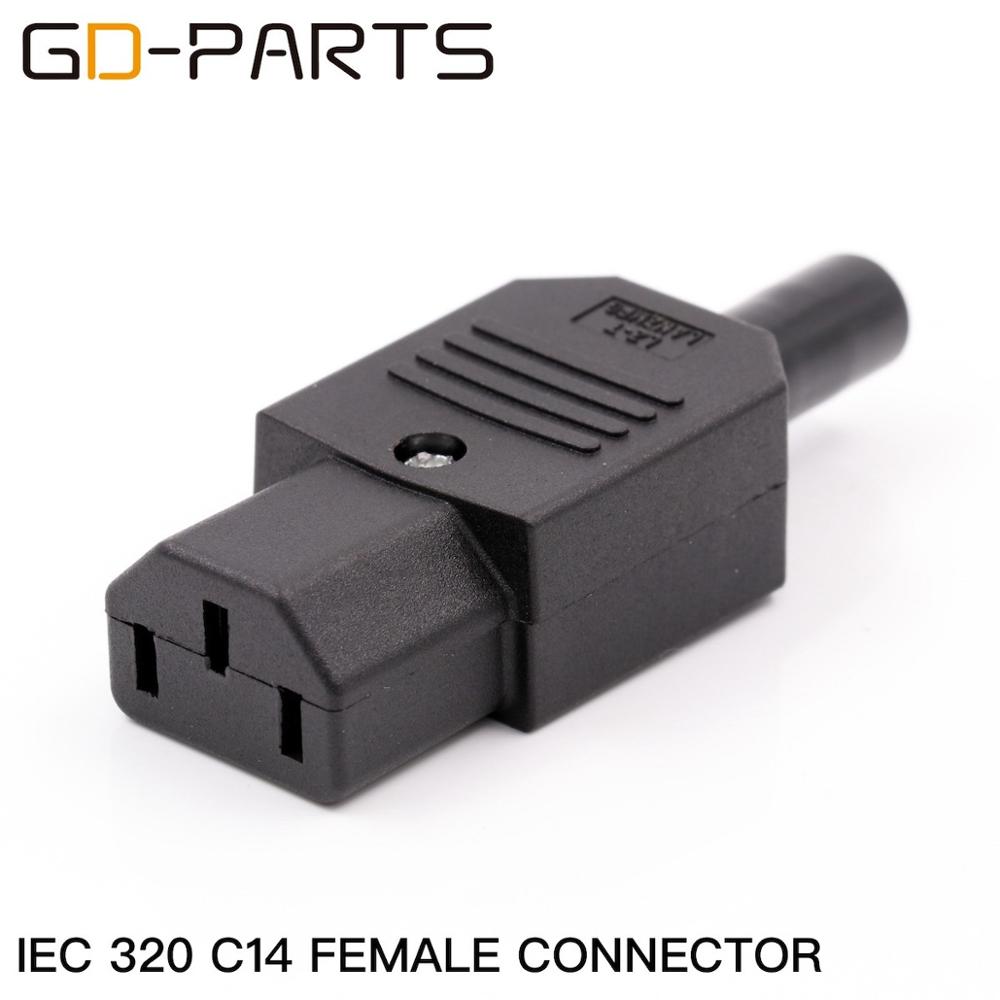 GD-PARTS IEC320 C14 Male Female Power Plug Connector Power Cord Inlet Outlet AC250V 10A Nylon Insulation Brass Conductor CE CCC: Female Connector