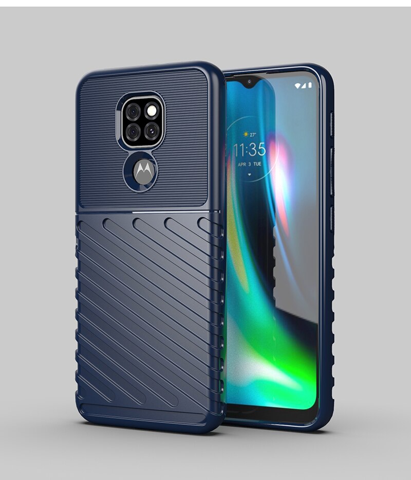 Robuuste Fiber Shield Cover Voor Motorola Moto G9 Play Case Anti-Klop Volledige Cover Case Voor Motorola G9 Spelen case Voor Moto G9 Spelen: For Moto G9 Play / Blue