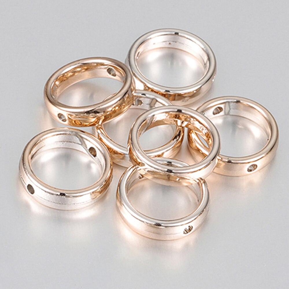 50 sztuk Love Heart dwa otwory CCB koraliki rama Spacer koraliki naszyjnik DIY złącza bransoletki wisiorki akcesoria do wyrobu biżuterii: 15mmCircle-Rose Gold