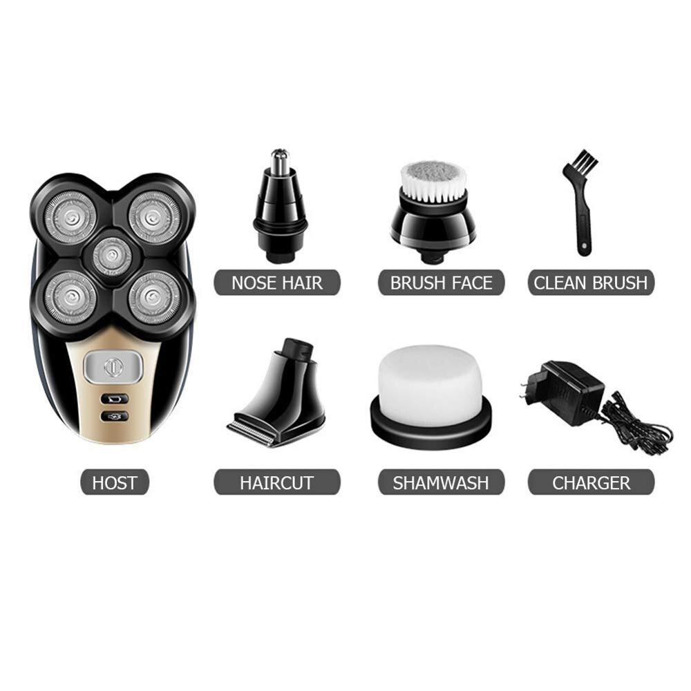 Personal Electric Shaving Razor Rechargeable Hair Trimmer 5 Shaver Heads Beard Hair Clippers Nose Hair Cutting Facial Brush