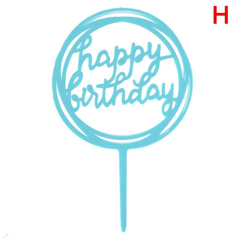 1pc glitter feliz aniversário bolo topper acrílico carta preto cor de ouro bolo topo bandeira decoração crianças aniversário festa de casamento suprimentos: H