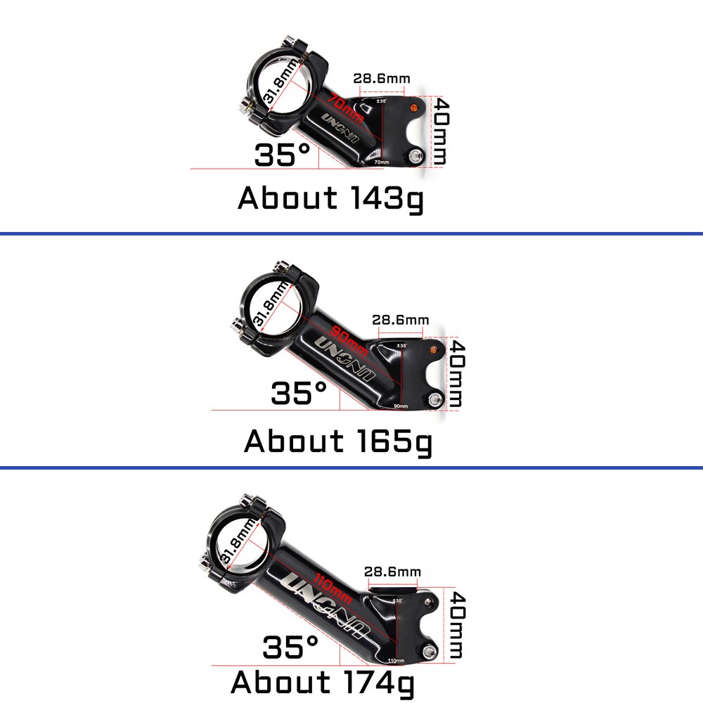 UNO Stem 7 Degree Bicycle Stem Road 17 Degree Ultralight Stem MTB 31.8mm Bicycle Handlebar Stem 35 Degree 60-130mm Kalloy Stem