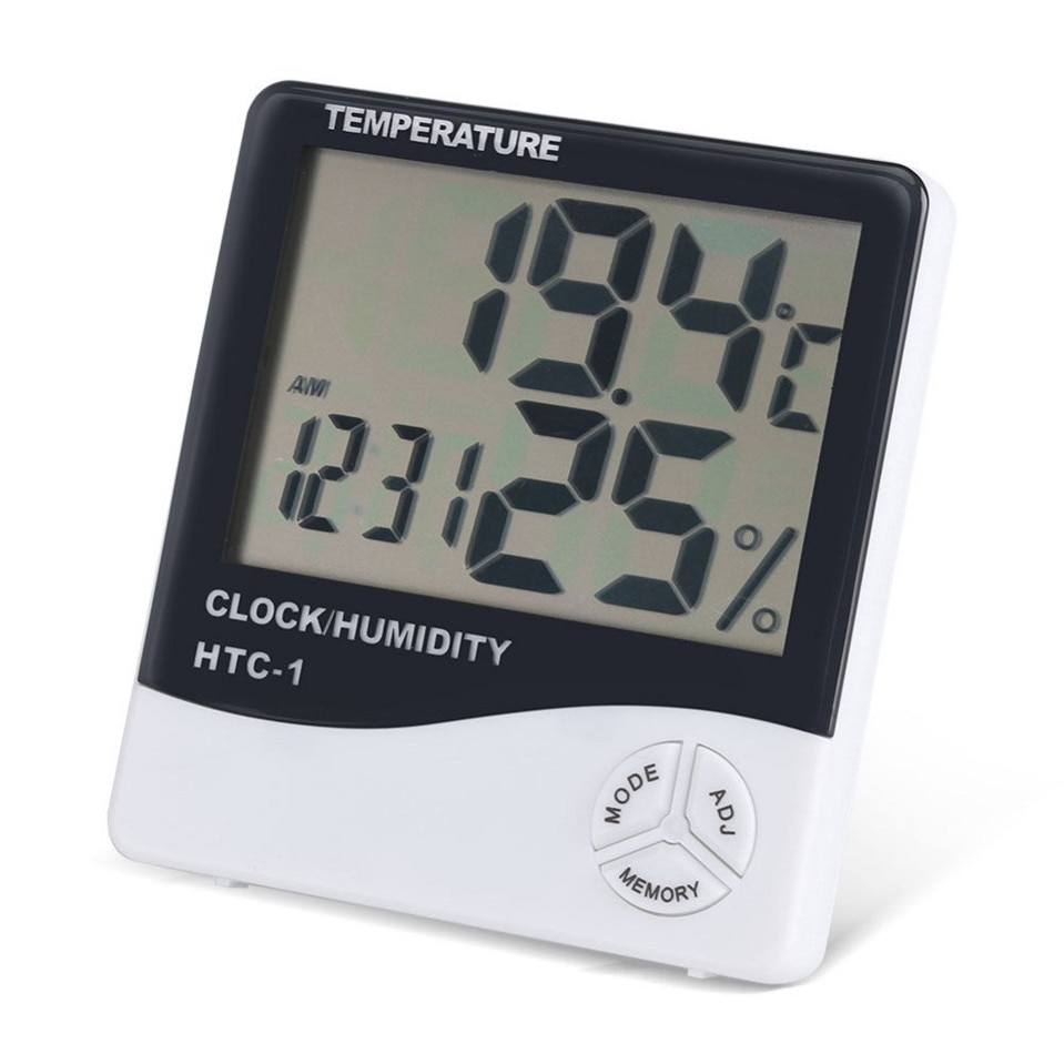 Selling Indoor Kamer LCD Elektronische Temperatuur Vochtigheid Meter Digitale Thermometer Hygrometer Weerstation Wekker HTC-1