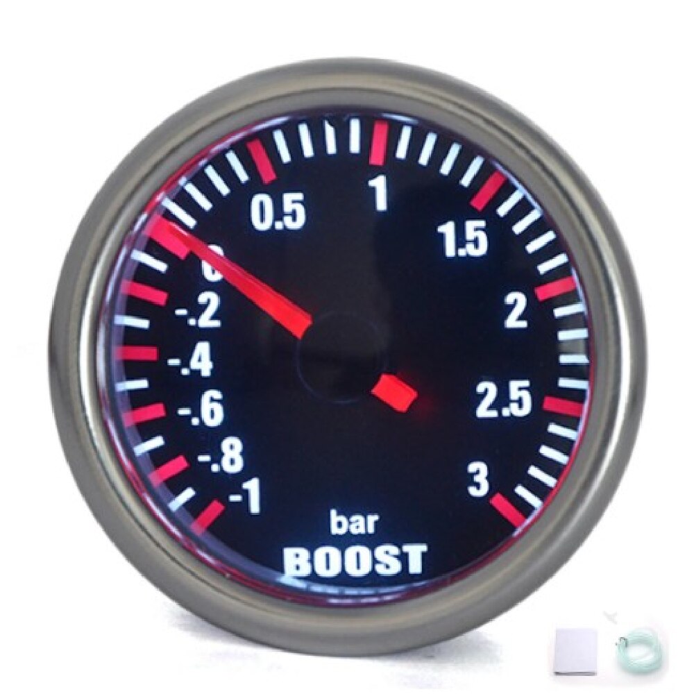 Universal 52mm Pressure Turbo Boost Gauge 2/3 BAR Auto Turbo Boost Meter Smoke Len with Digital Led Light DC 12V Car Accessories