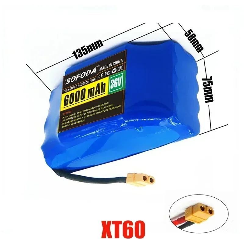 36V Battery pack 6000mAh Rechargeable Lithium ion battery for Electric self balancing Scooter HoverBoard unicycle