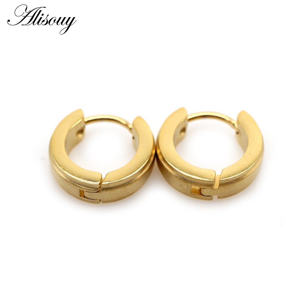 Alisouy 2 pz intarsio cristallo CZ zircone acciaio inossidabile donna uomo orecchio Clip polsino fibbia Huggies cerchio cerchio orecchini Piercing gioielli: EM0802-1 Gold Color