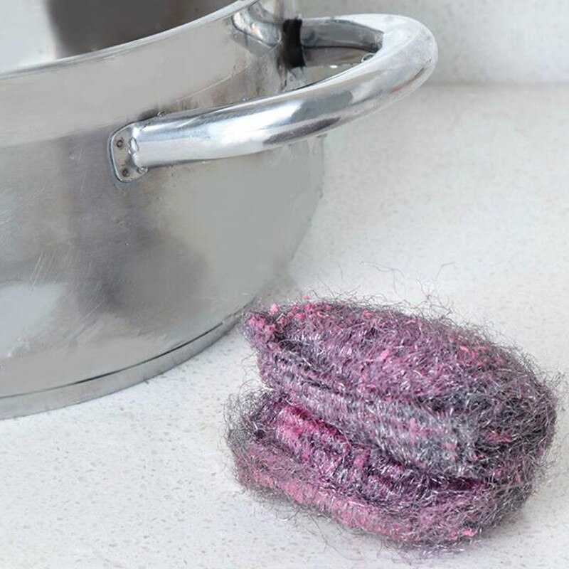 Brosses de nettoyage d'épurateur d'acier inoxydable brosse de Pot de boule de plat outils pratiques de nettoyage de ménage boules en acier de Pot