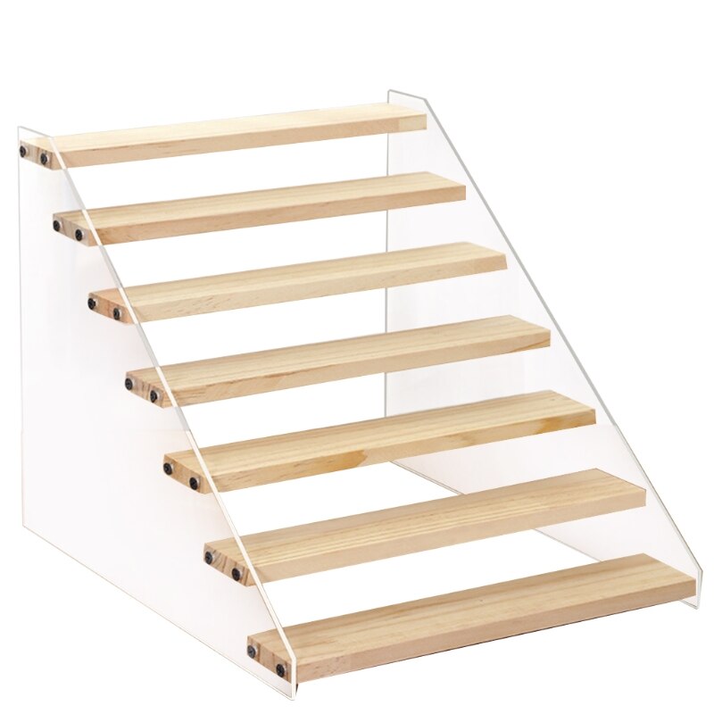 Acrylic&amp;Wood Display Stand Rack Display Shelf for Figures Display Stand for Makeup Perfume Organizer Nail Polish Display