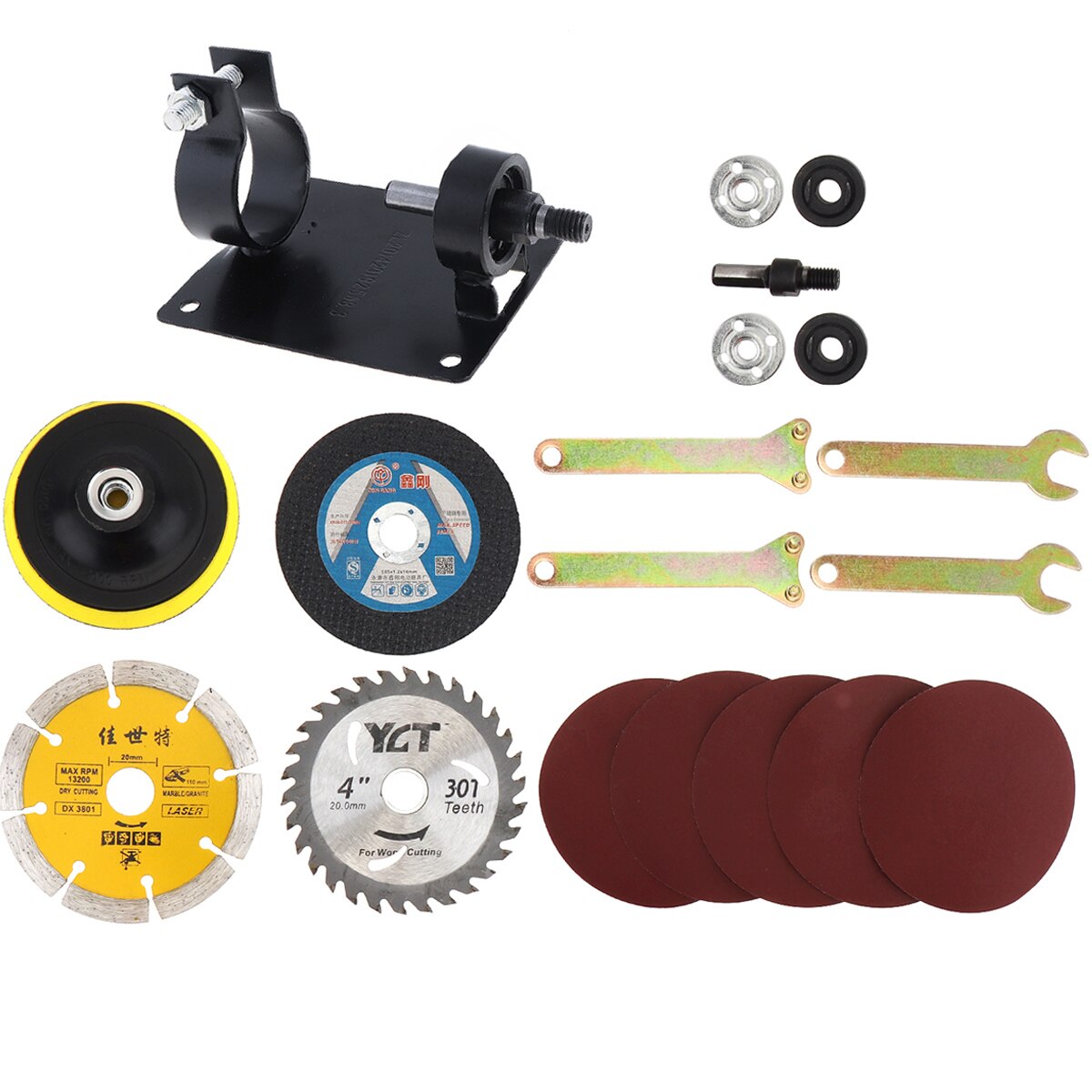 Asiento de pulido eléctrico, herramienta de conversión de asiento de corte, accesorios, soporte de corte para moler, 14/16/17 unids/set/Set: 19pcs
