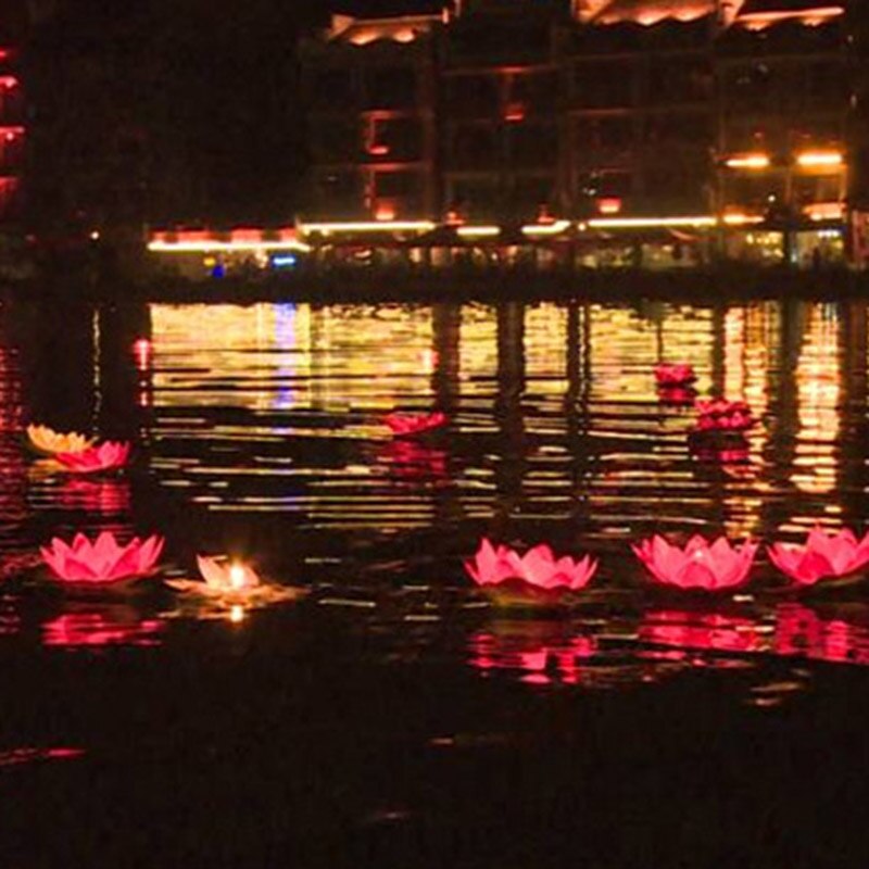 Flydende lotus lys pool udendørs have vand blomst led lampe lys elektronisk stearinlys lbshipping
