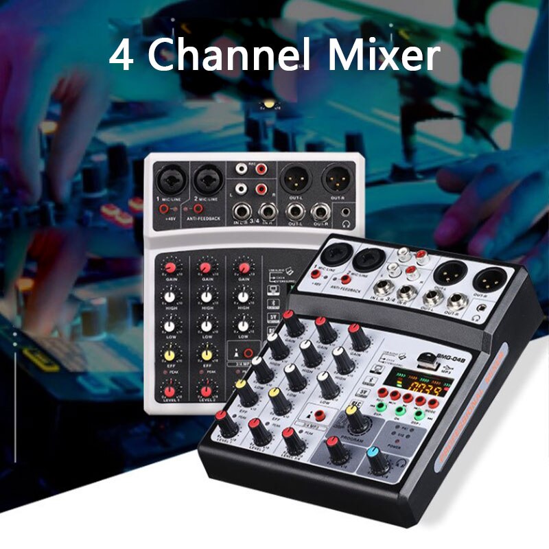 Chic Mixer Professionele 4 Kanaals Studio Audio Mixing Console Versterker Digit