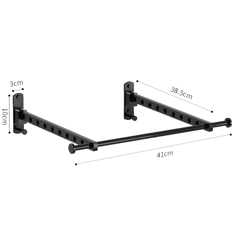 Colgador de ropa plegable, Perchero de secado montado en la pared, perchero móvil para balcón, armario, organización del ahorro de espacio para el hogar: Black 10 holes Rod