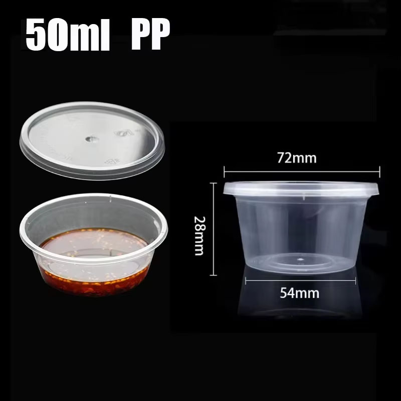 50/100 pièces 2oz Portion tasses avec couvercles jetable en plastique Sauce conteneur boîte salade pansement assaisonnement Mini cuisine organisateur: jaune clair / Deux niveaux