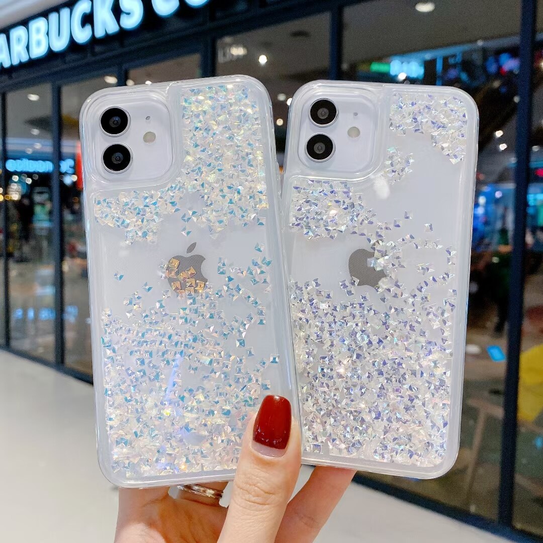 Bling Strass glitter Flüssigkeit Quicksand telefon Fall Für iphone11Pro Max XR XS MAX 7 8 Plus 12Pro max 12mini backcover