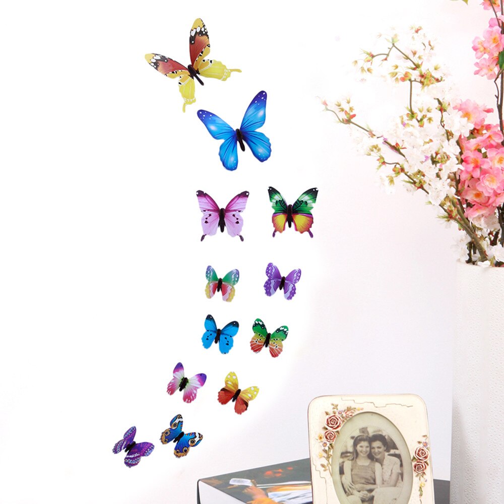 12 Pairs 3D DIY Wall Sticker Stickers Butterfly Home Decor Room Decorations Wall Stickers Poster Wallpaper
