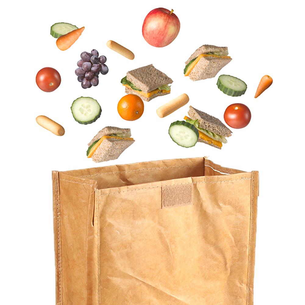 Brown Paper Lunch Bag Reusable Box Sack Durable Insulated Thermal Paper Bag Snack Cooler Picnic Container