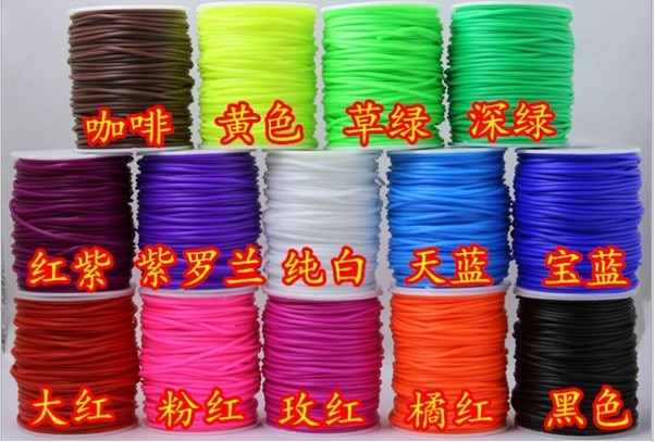 50m/roll Hollow Rubber Tubing Cord for cover wire varies colors jewellery necklace bracelet making 14 colors 2mm