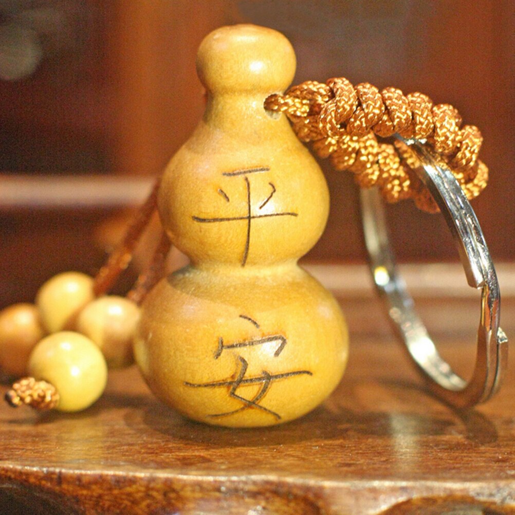 1 Pc Car Hange Lucky Mahogany Gourd Craft Chinese Traditional Fortune Keyring Decor Keychain