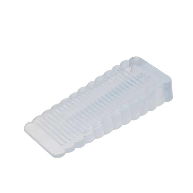 Safety Silicone Door Stopper Door Bottom Windproof Block Wedge Door Stopper Home Office Door Rear Retainer Anti-collision Pad: S / Silver