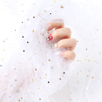 Netz garn sterne knospe siebdruck garn stoff Hochzeit kleid stoffe, matt transparent garn, hochzeit spitze dekoration: 1