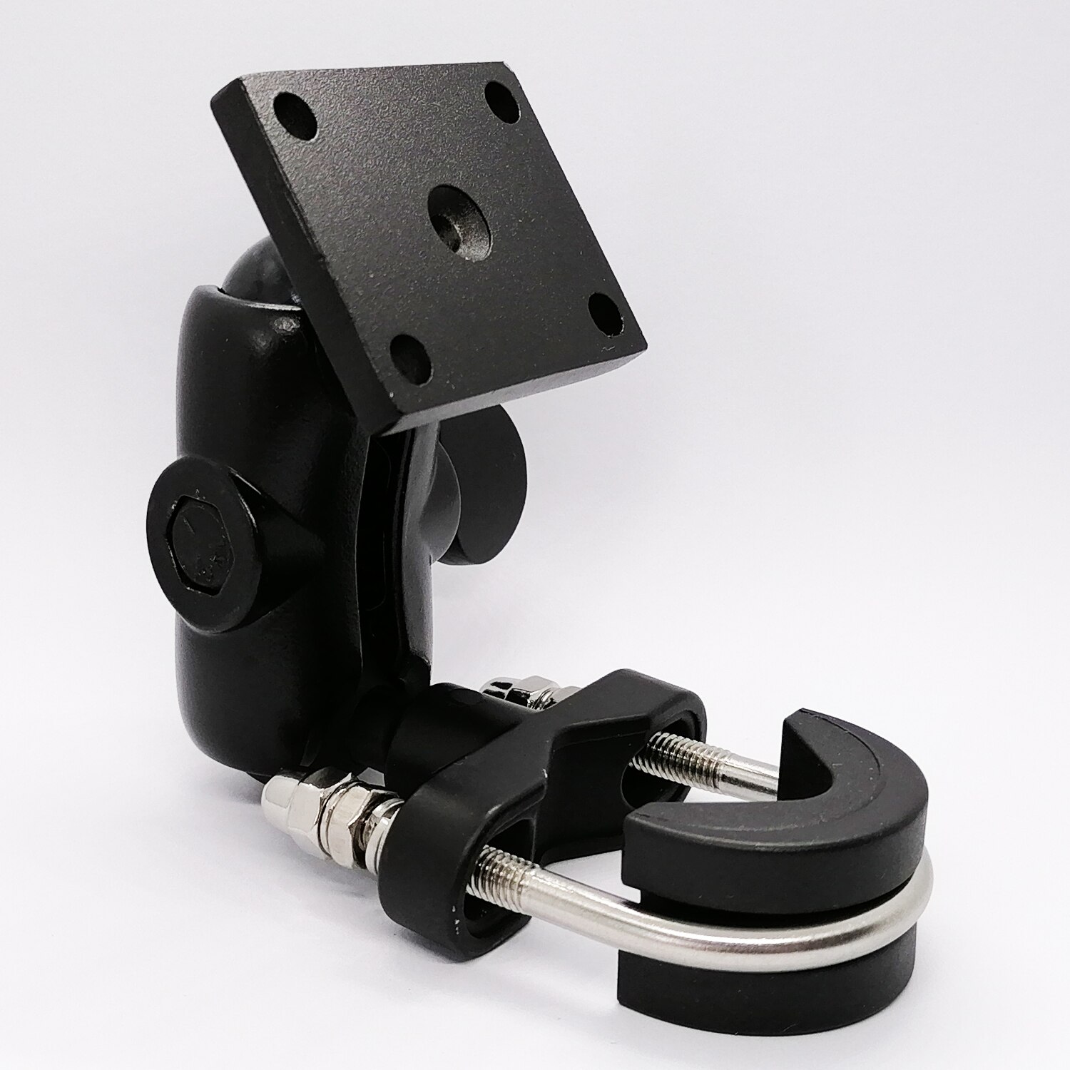 Heavy Duty Aluminum Alloy Motorcycle Handlebar Rail Mount for GPS with U Bolt Base 6 CM Double Socket Arm and AMPS Hole Pattern